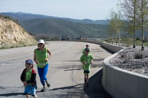 Running up Utah Olympic Park Hill with Kathy